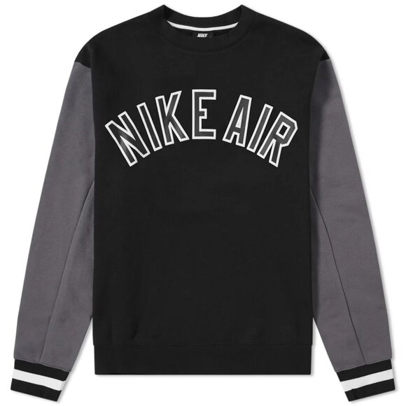 NIKE AIR SWEATSHIRT BLACK/GRAY SZ M BIG LOGO CASUAL ATHLETIC CORE VERSATILE - Picture 1 of 16